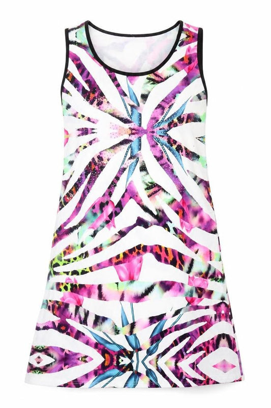 Alparadise Womens White Geometric Polyester Shift Size XL Scoop Neck Pullover