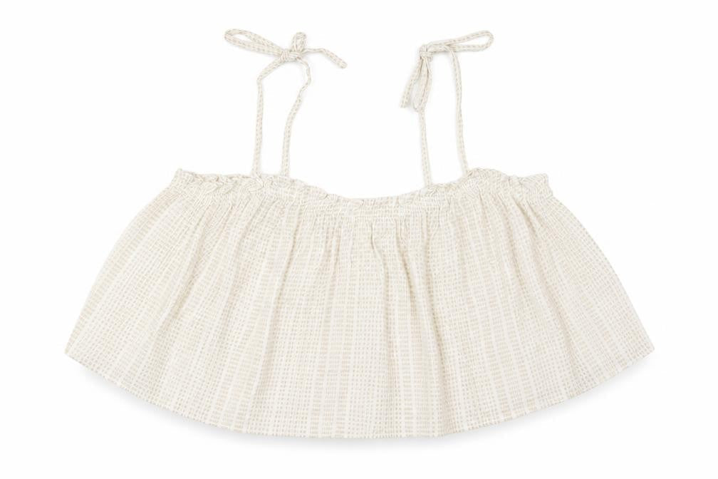 H&M Womens Beige Geometric Cotton Cropped Tank Size 12 Off the Shoulder