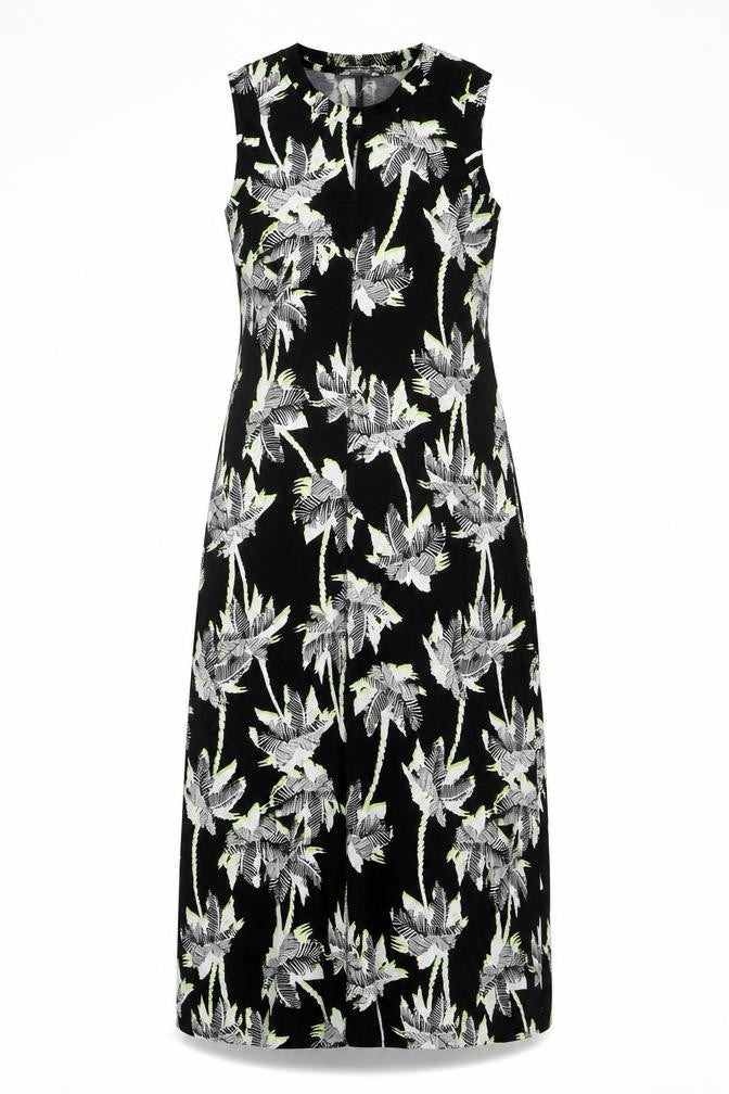 Marks & Spencer Womens Black Floral Cotton A-Line Size 8 Round Neck Pullover