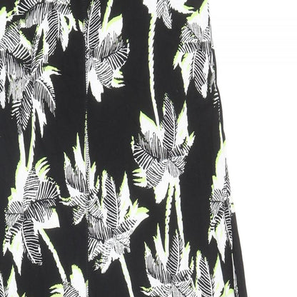 Marks & Spencer Womens Black Floral Cotton A-Line Size 8 Round Neck Pullover
