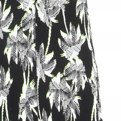 Marks & Spencer Womens Black Floral Cotton A-Line Size 8 Round Neck Pullover