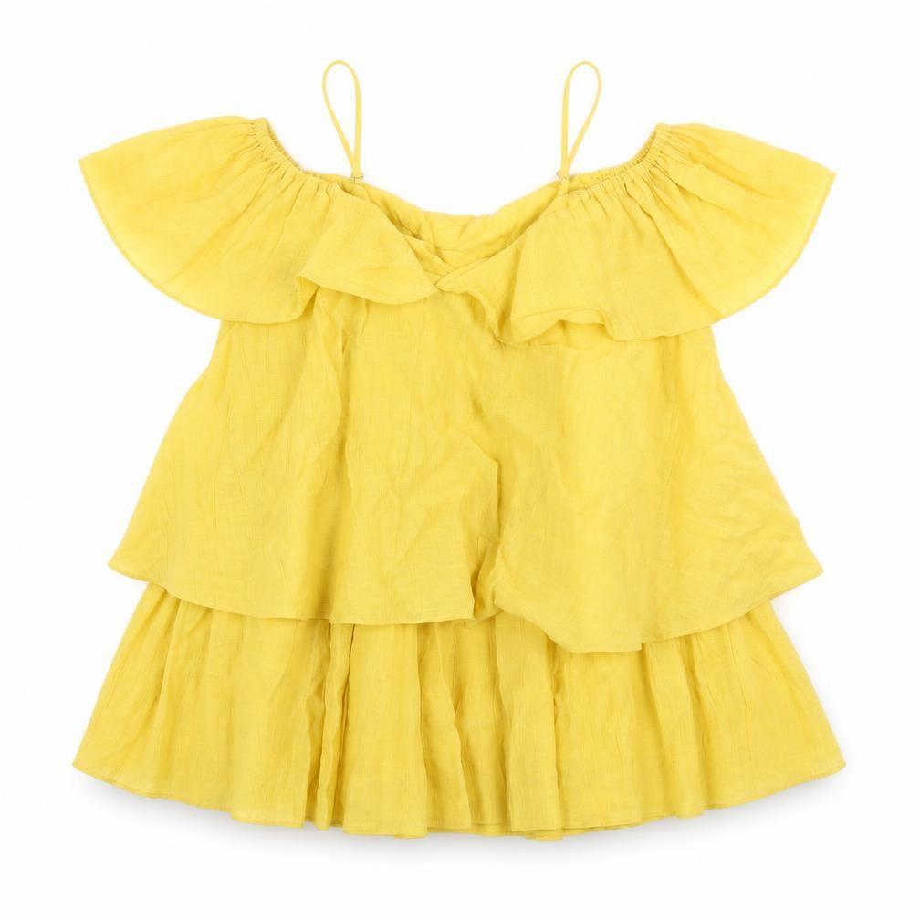 H&M Womens Yellow Lyocell Mini Size 8 Off the Shoulder Pullover