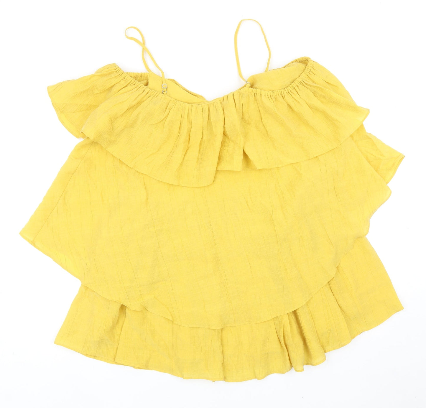 H&M Womens Yellow Lyocell Mini Size 8 Off the Shoulder Pullover