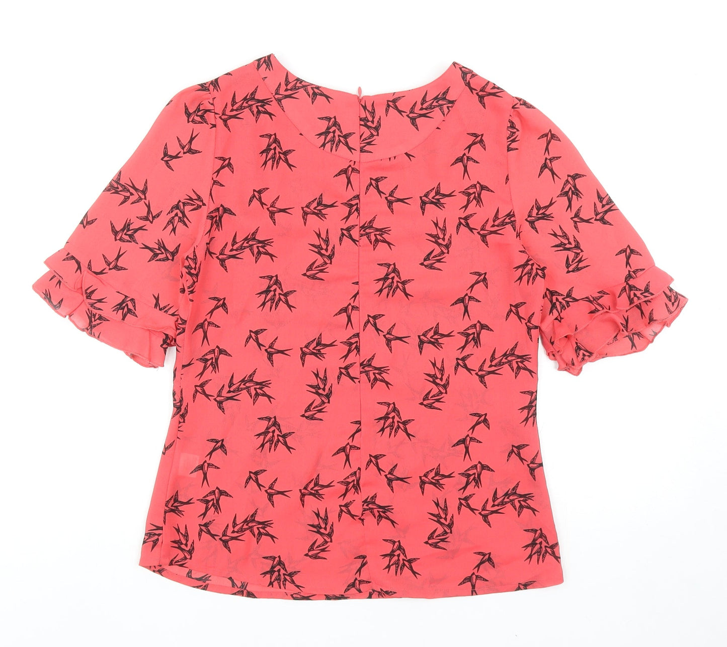 Oasis Womens Pink Geometric Polyester Basic T-Shirt Size 8 Round Neck - Bird