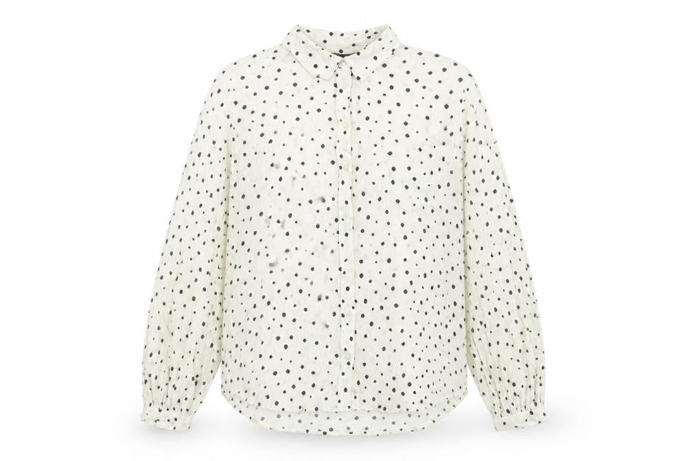 Marks & Spencer Womens Ivory Geometric Viscose Basic Button-Up Size 14 Collared