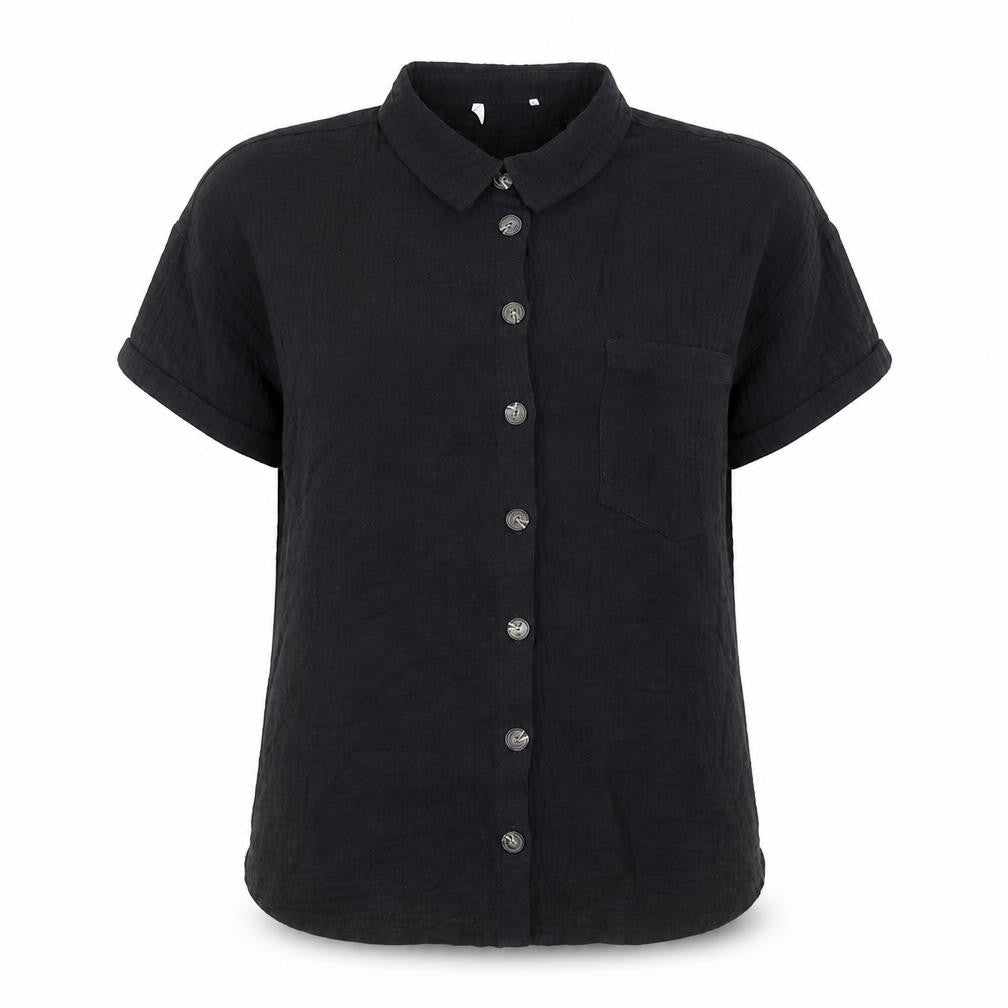 Matalan Womens Black Cotton Basic Button-Up Size 10 Collared
