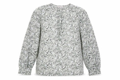 H&M Womens Green Floral Polyester Basic Blouse Size S Round Neck