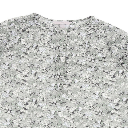 H&M Womens Green Floral Polyester Basic Blouse Size S Round Neck