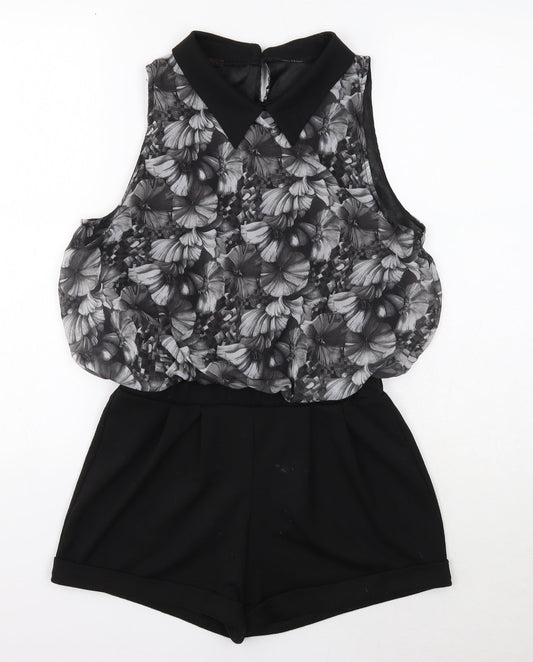 Mandi Womens Black Polyester Playsuit One-Piece Size 8 Button