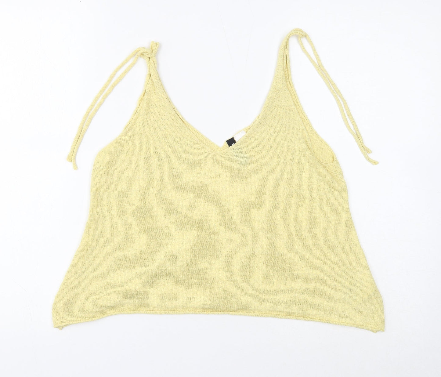 Divided Womens Yellow Acrylic Camisole Tank Size M V-Neck - Tie Strap Detail