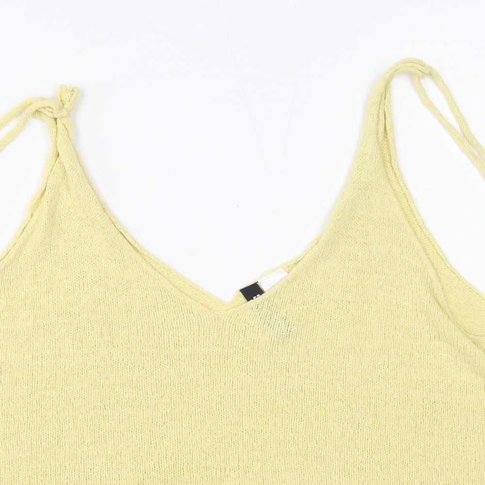 Divided Womens Yellow Acrylic Camisole Tank Size M V-Neck - Tie Strap Detail