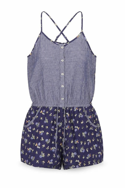 Chelsea Girl Womens Blue Cotton Playsuit One-Piece Size 10 Button