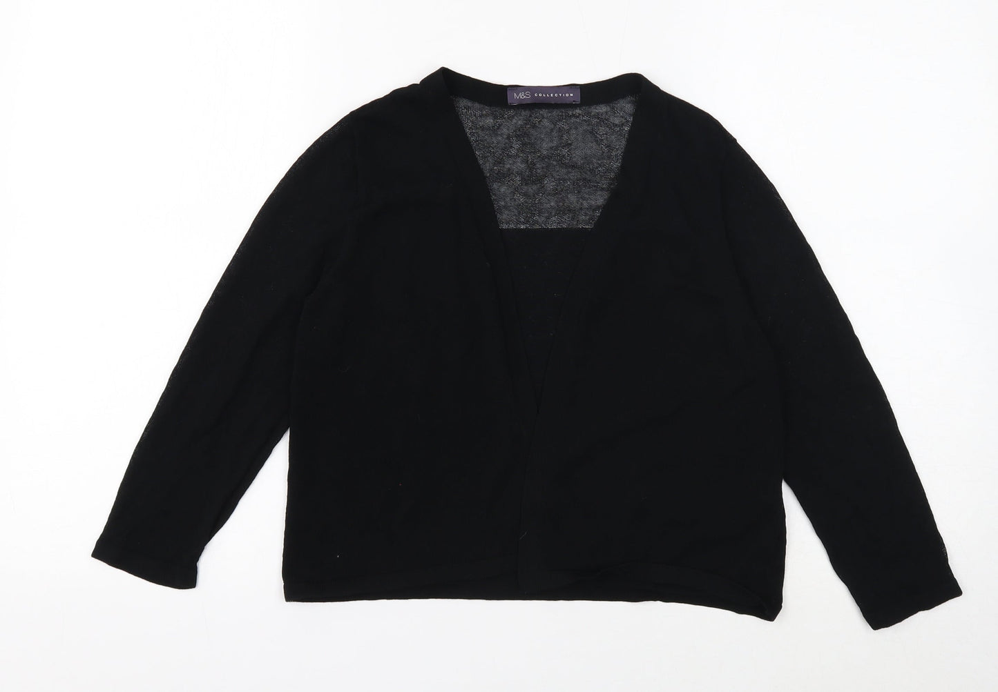 Marks and Spencer Womens Black Square Neck Viscose Cardigan Jumper Size 12