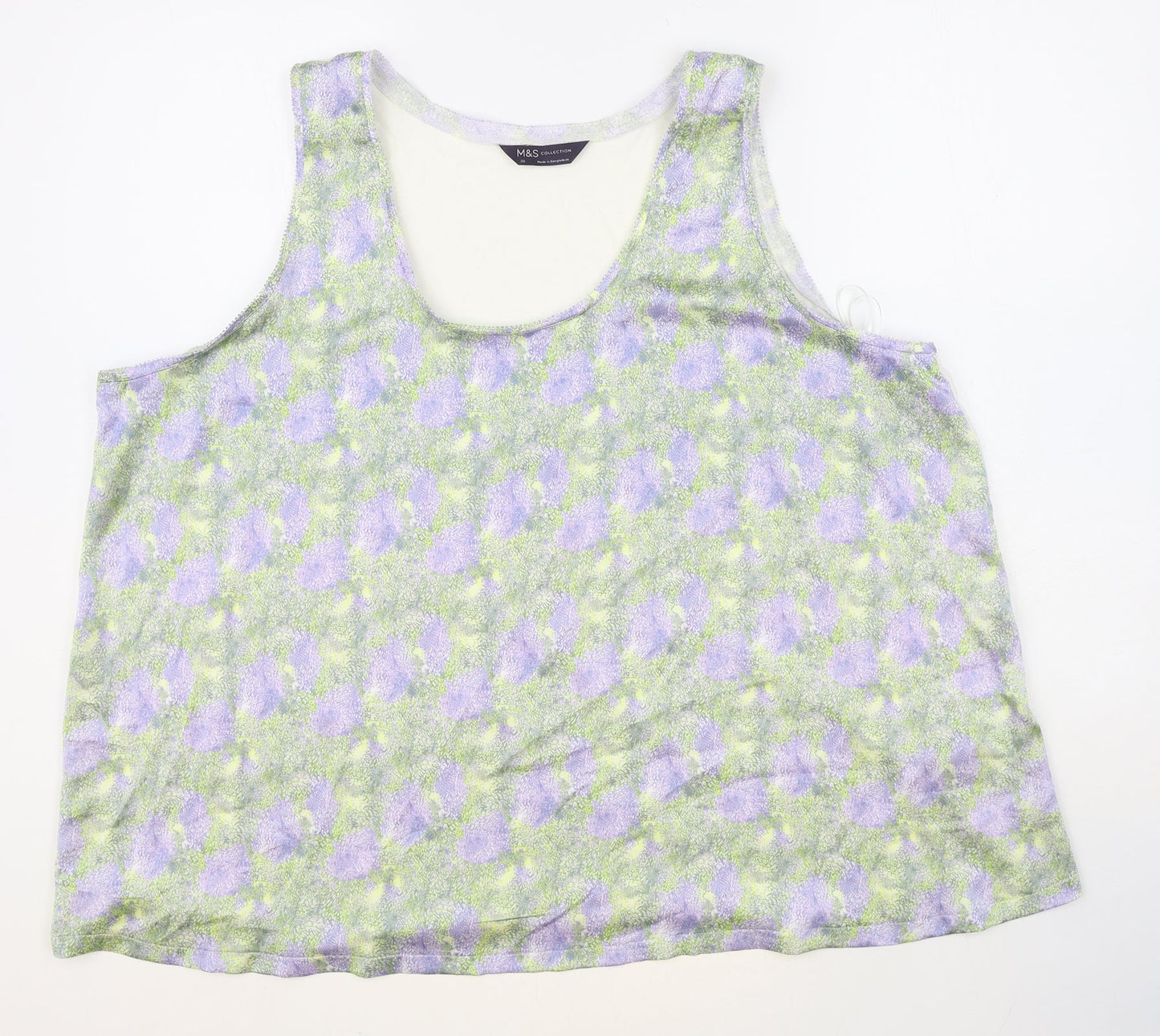 Marks and Spencer Womens Multicoloured Geometric Polyester Basic Tank Size 20 Scoop Neck