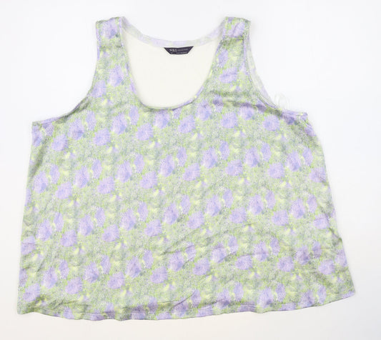 Marks and Spencer Womens Multicoloured Geometric Polyester Basic Tank Size 20 Scoop Neck