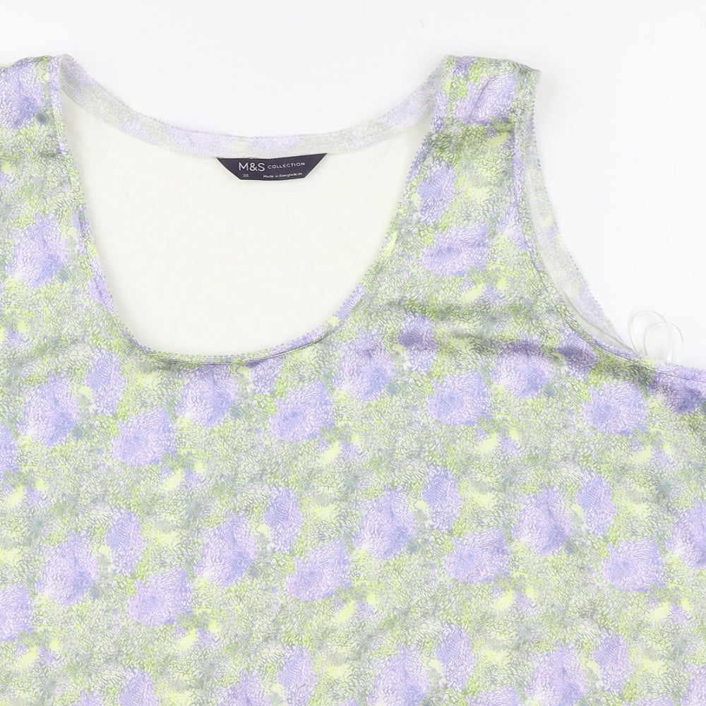 Marks and Spencer Womens Multicoloured Geometric Polyester Basic Tank Size 20 Scoop Neck