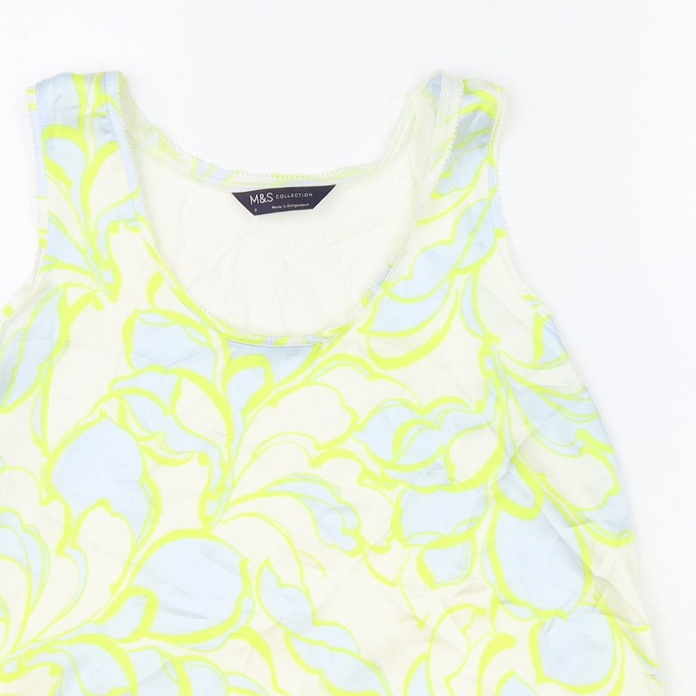 Marks and Spencer Womens Multicoloured Floral Polyester Basic Blouse Size 8 Scoop Neck