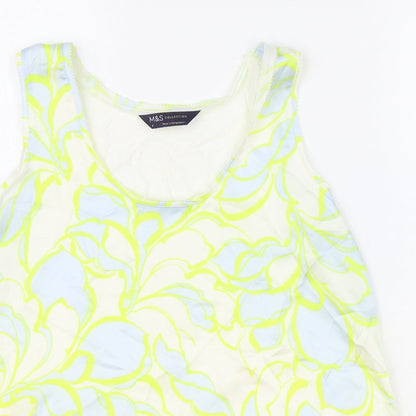 Marks & Spencer Womens Multicoloured Floral Polyester Basic Blouse Size 8 Scoop Neck