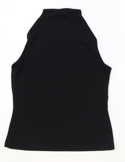 Dorothy Perkins Womens Black Polyester Basic Blouse Size 12 Mock Neck