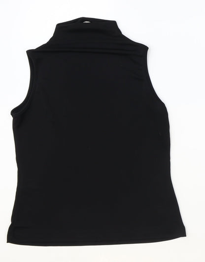 Dorothy Perkins Womens Black Polyester Basic Blouse Size 12 Mock Neck