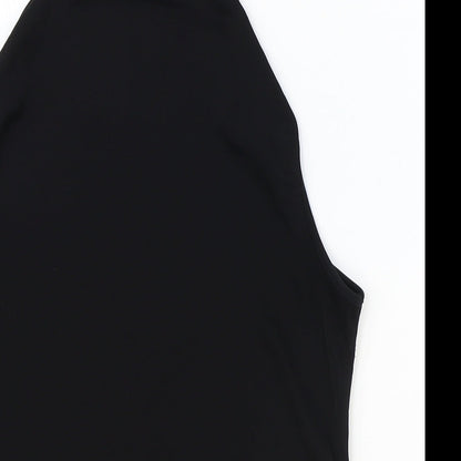 Dorothy Perkins Womens Black Polyester Basic Blouse Size 12 Mock Neck