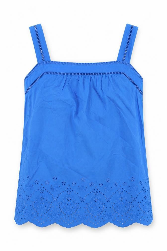 Marks & Spencer Womens Blue 100% Cotton Basic Tank Size 6 Square Neck