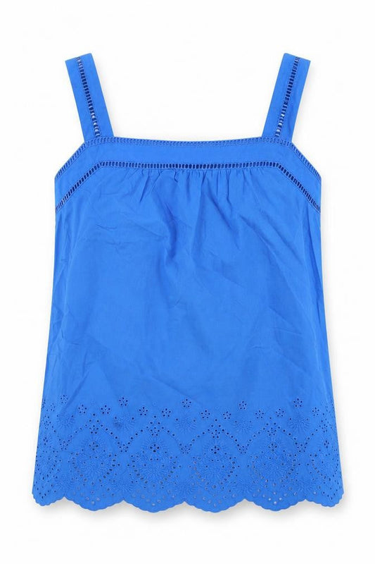 Marks and Spencer Womens Blue 100% Cotton Basic Tank Size 6 Square Neck