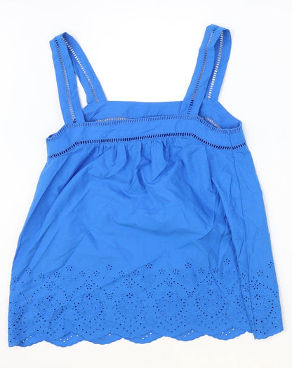 Marks & Spencer Womens Blue 100% Cotton Basic Tank Size 6 Square Neck