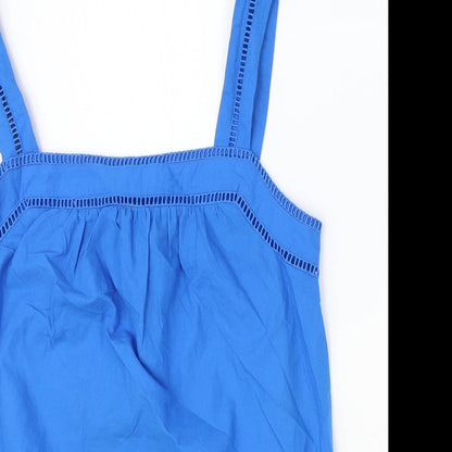 Marks & Spencer Womens Blue 100% Cotton Basic Tank Size 6 Square Neck