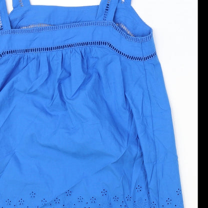 Marks & Spencer Womens Blue 100% Cotton Basic Tank Size 6 Square Neck