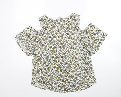 Next Womens Multicoloured Geometric Cotton Basic Blouse Size 8 V-Neck