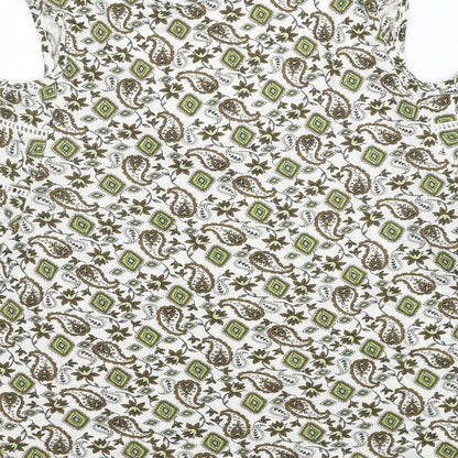 Next Womens Multicoloured Geometric Cotton Basic Blouse Size 8 V-Neck