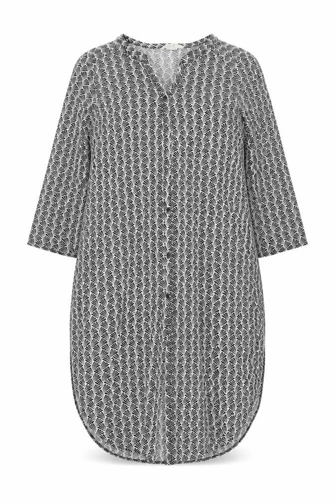 H&M Womens Black Geometric Polyester Basic Button-Up Size S V-Neck