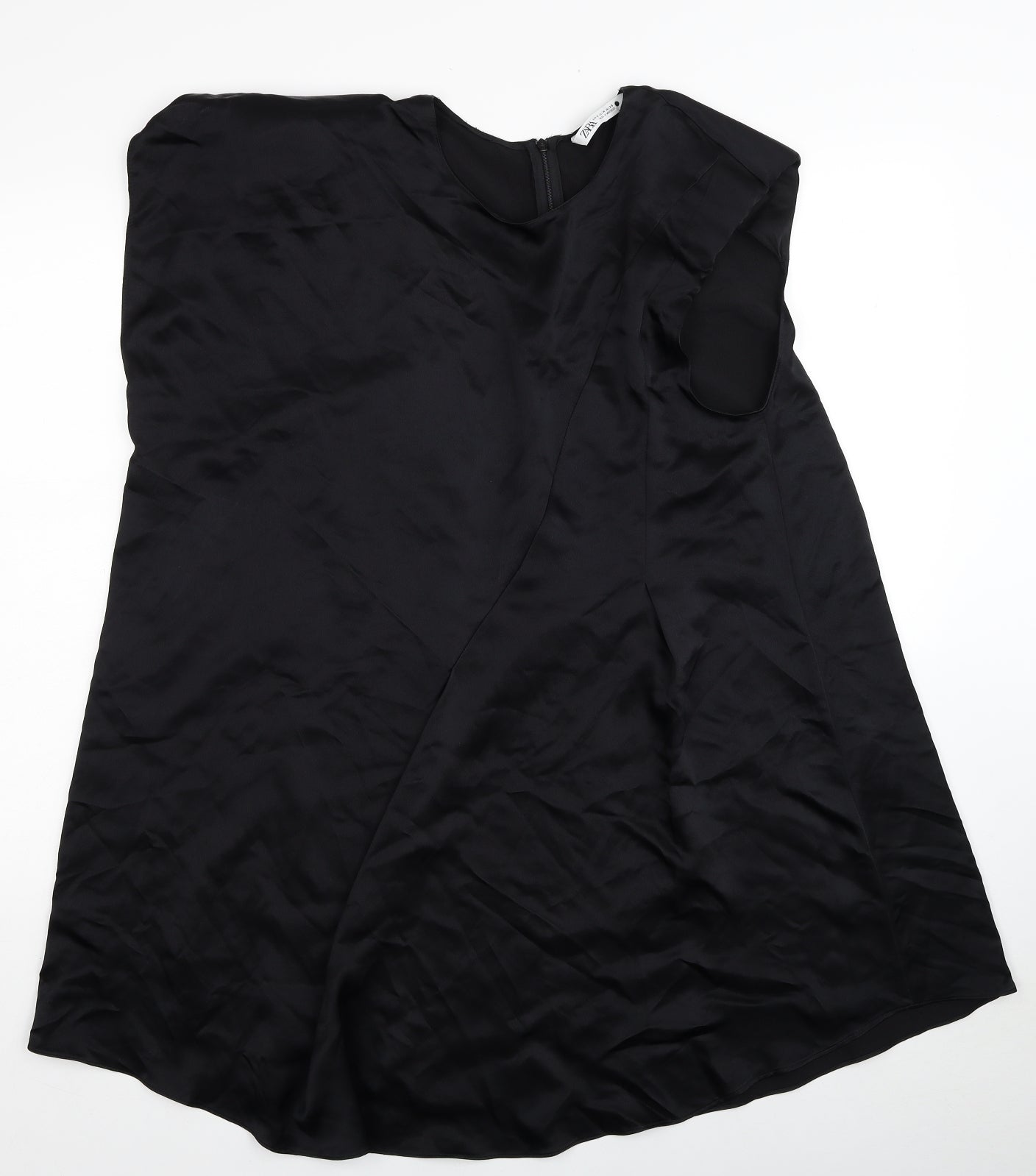 Zara Womens Black Viscose Shift Size M Round Neck Zip