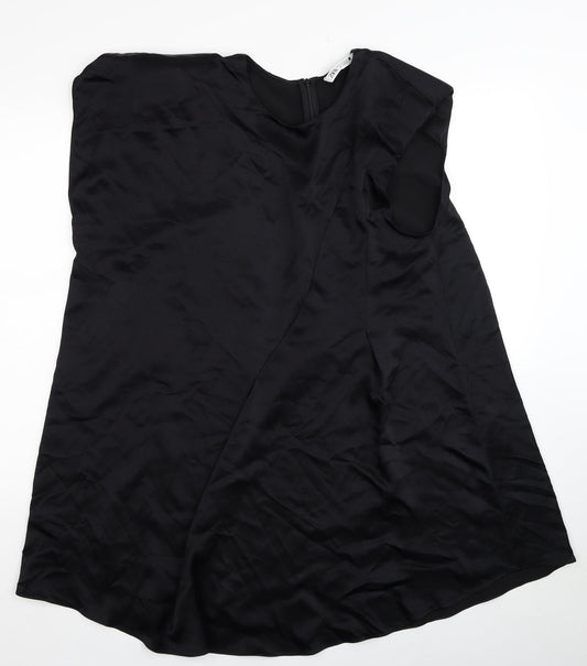 Zara Womens Black Viscose Shift Size M Round Neck Zip