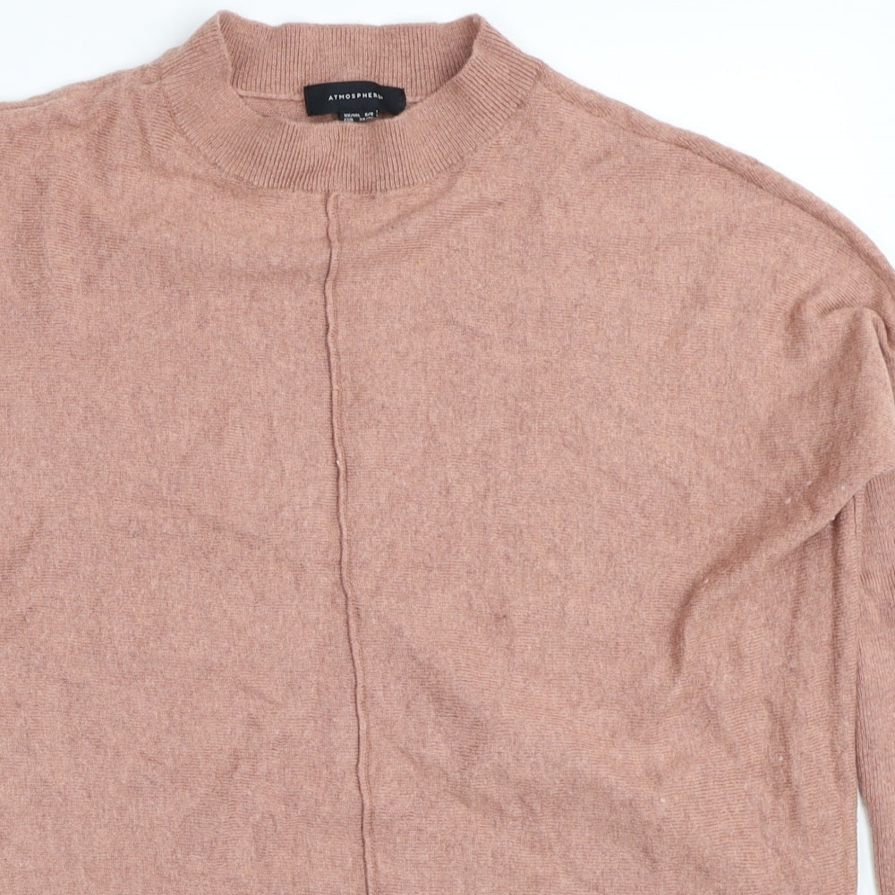 Atmosphere Womens Beige Mock Neck Viscose Pullover Jumper Size 6
