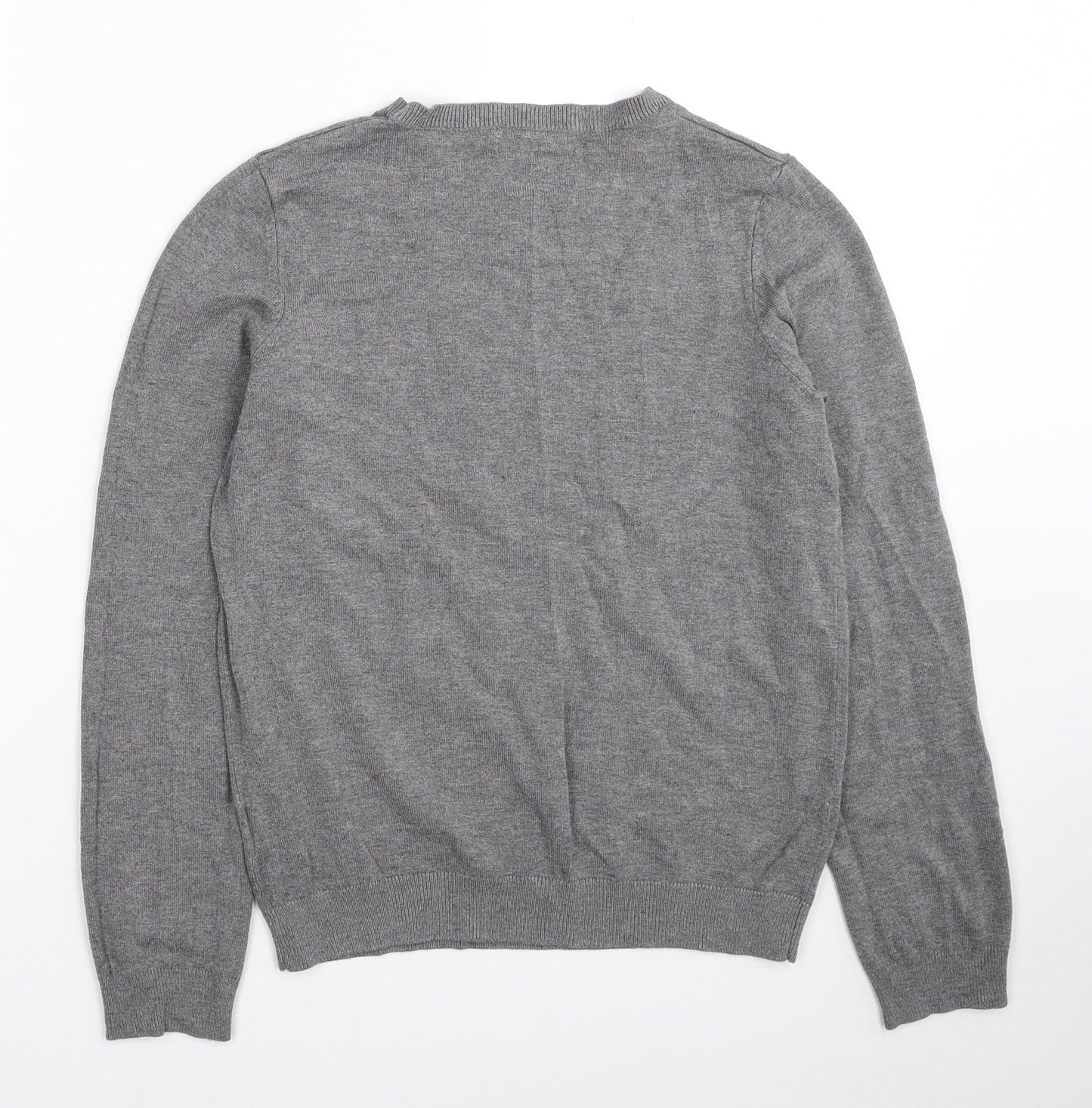 H&M Womens Grey Round Neck Viscose Pullover Jumper Size S