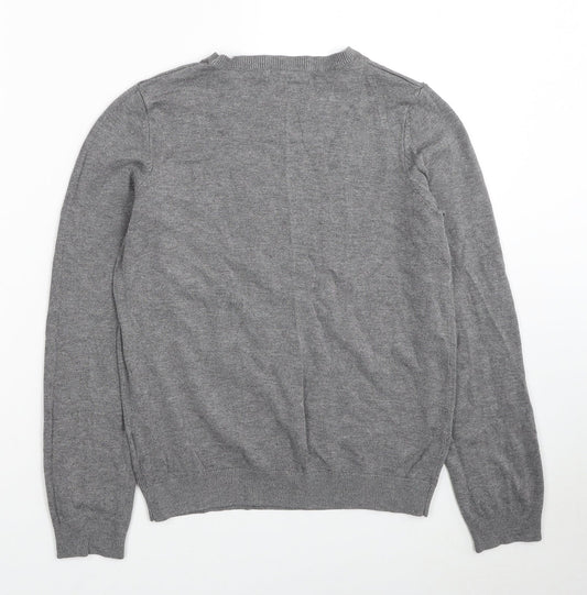 H&M Womens Grey Round Neck Viscose Pullover Jumper Size S