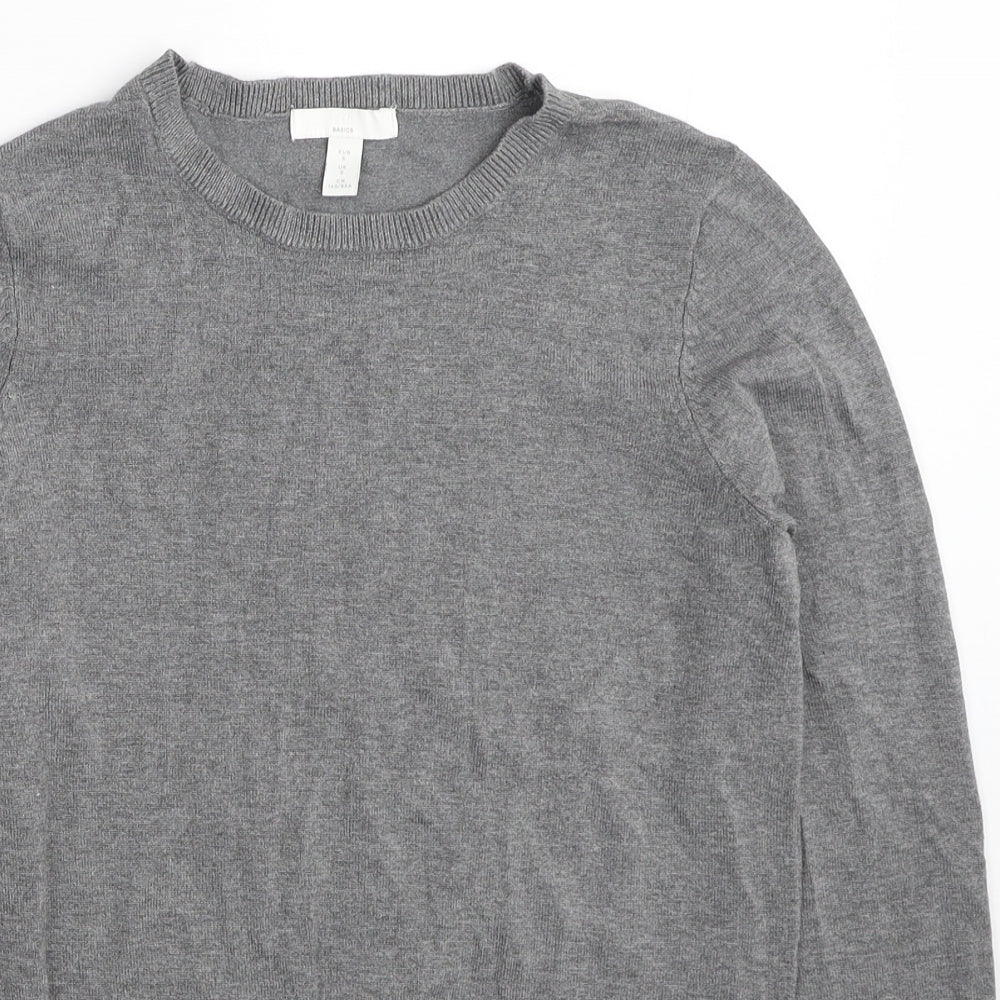 H&M Womens Grey Round Neck Viscose Pullover Jumper Size S
