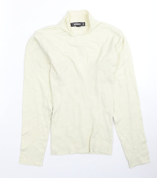 Missguided Womens Ivory High Neck Viscose Pullover Jumper Size 10 - Size 10-12