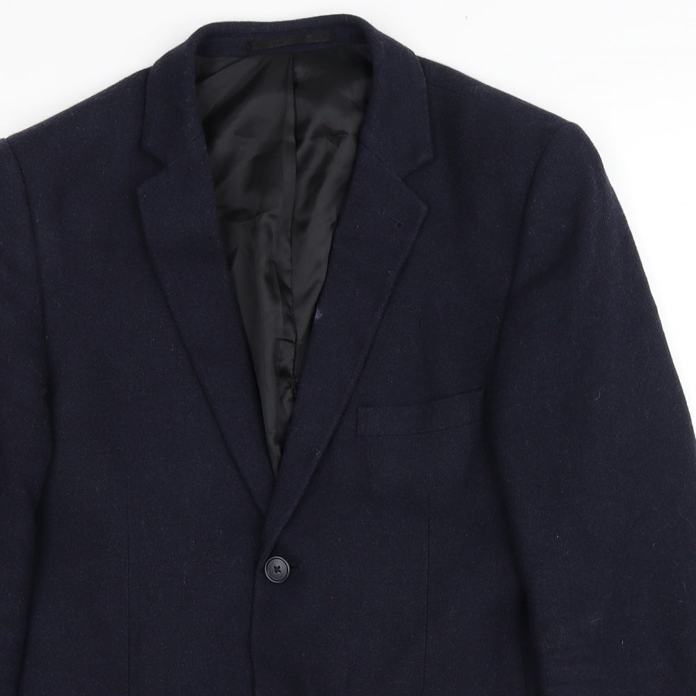Topman Mens Blue Wool Jacket Blazer Size 38