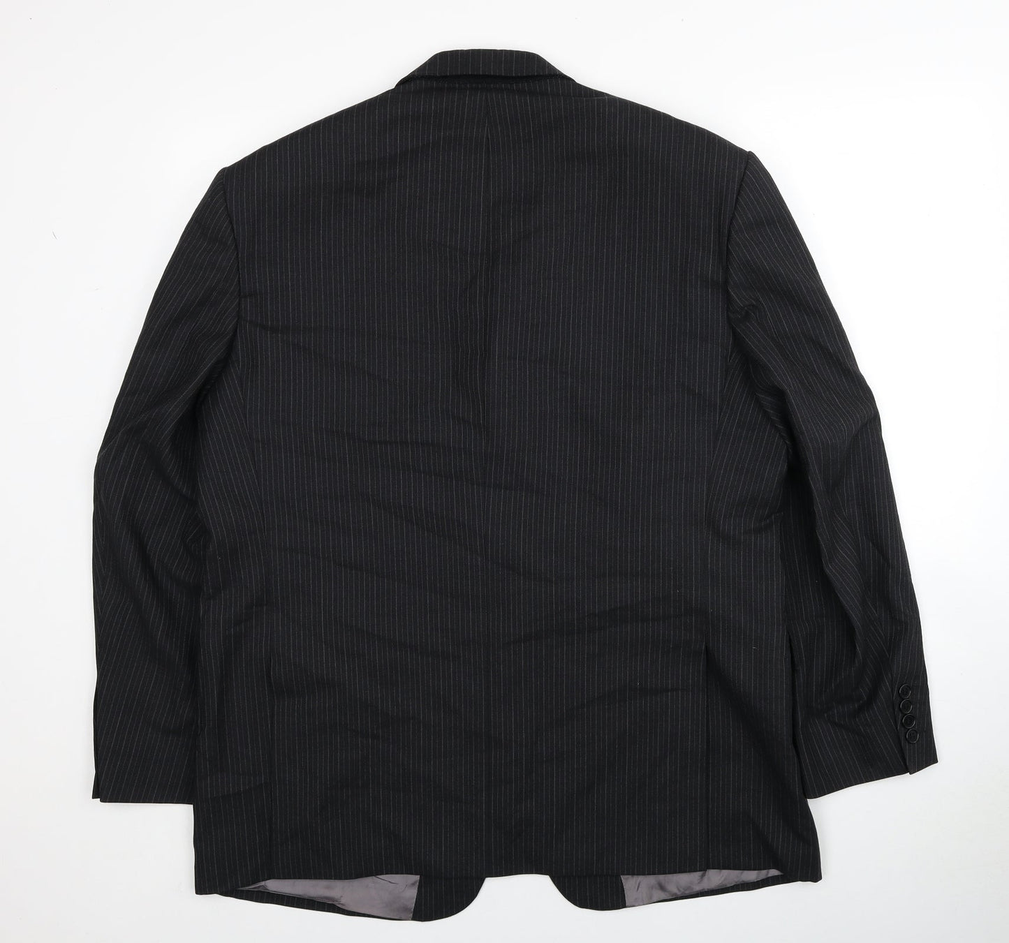 Marks and Spencer Mens Black Striped Wool Jacket Blazer Size 44