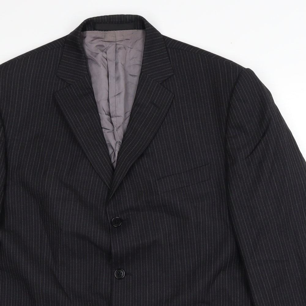 Marks and Spencer Mens Black Striped Wool Jacket Blazer Size 44