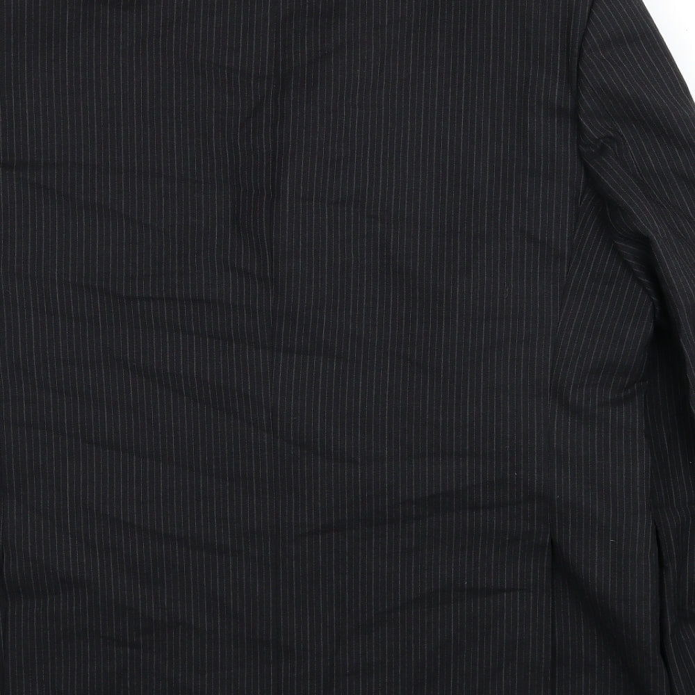 Marks and Spencer Mens Black Striped Wool Jacket Blazer Size 44