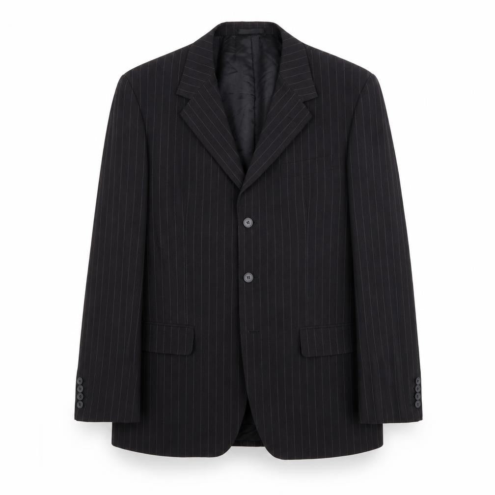 Butler & Webb Mens Black Striped Polyester Jacket Blazer Size 44