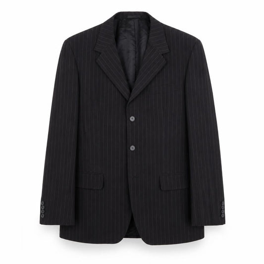 Butler & Webb Mens Black Striped Polyester Jacket Blazer Size 44