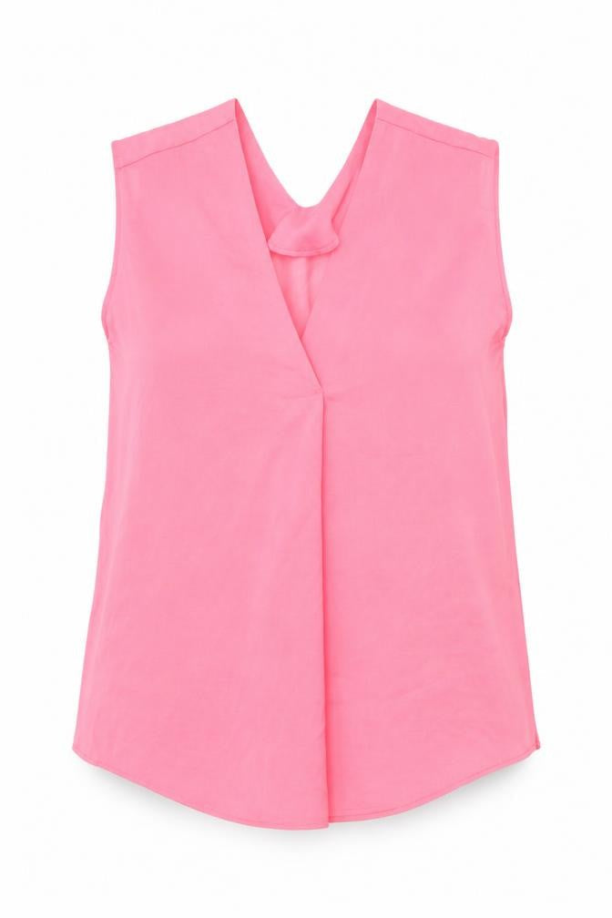 Marks & Spencer Womens Pink Polyester Basic Blouse Size 6 V-Neck