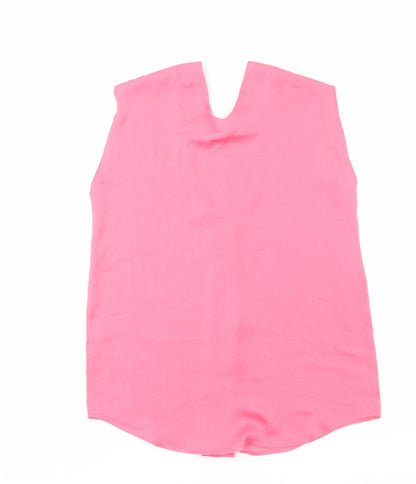 Marks & Spencer Womens Pink Polyester Basic Blouse Size 6 V-Neck