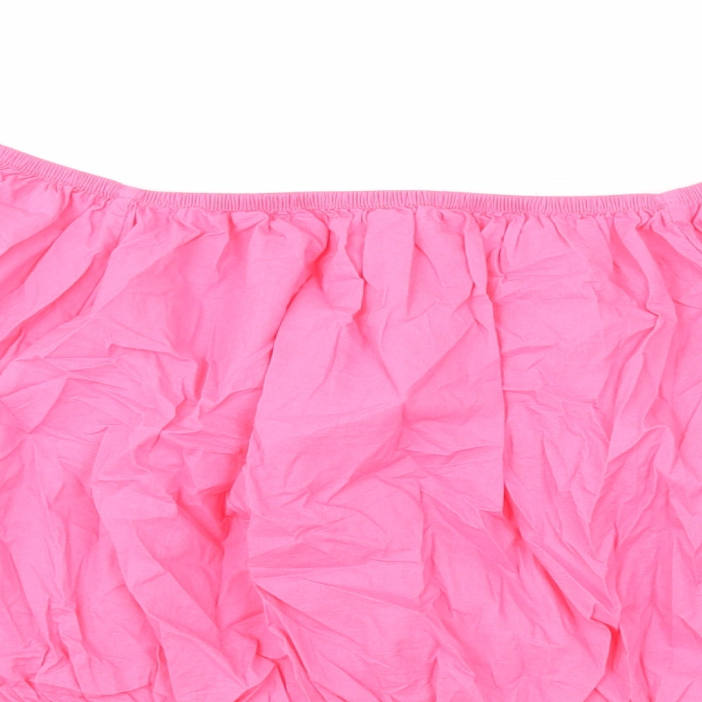 Marks and Spencer Womens Pink Cotton Cropped Blouse Size 20 Off the Shoulder - Bardot