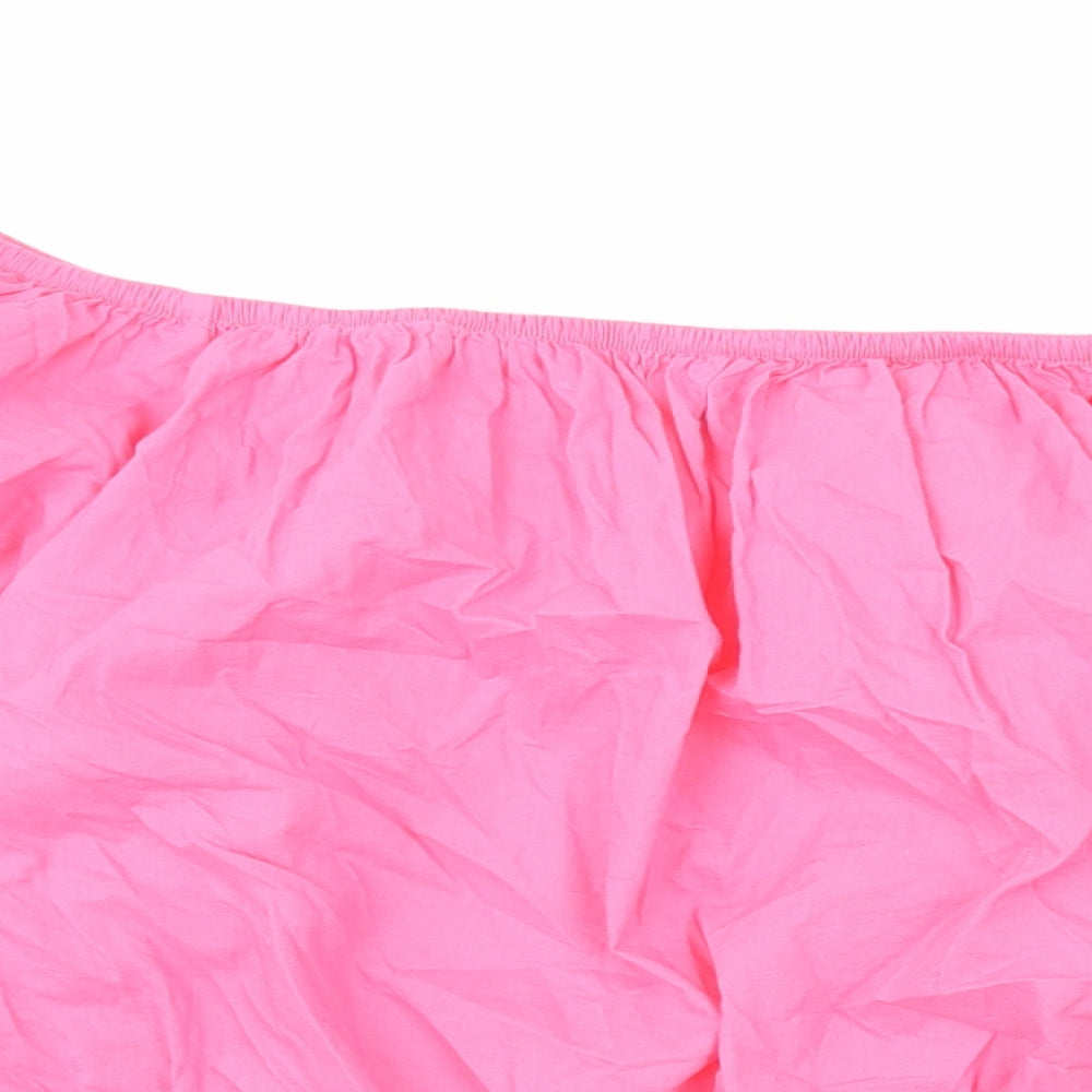 Marks and Spencer Womens Pink Cotton Cropped Blouse Size 18 Off the Shoulder - Bardot